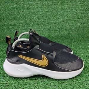 Nike Sneakers Youth 6.5Y Black Flex Runner 3 FN1294-006 Slip On Gold Swoosh